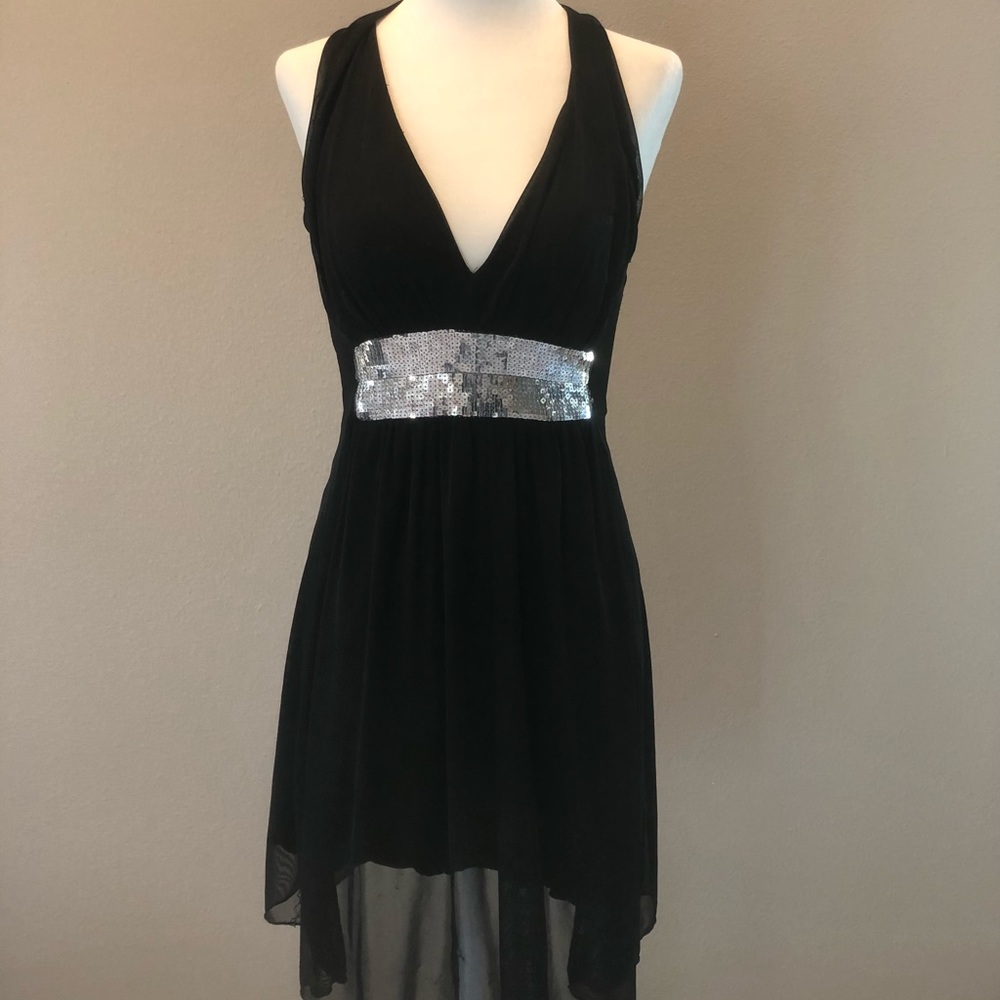 Ruby Rox Sexy Black Dress with Sequence Front Belt - Size Small